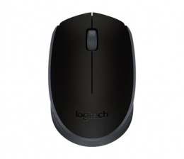 Egér, vezeték nélküli, optikai, közepes méret, USB, LOGITECH "M171", fekete